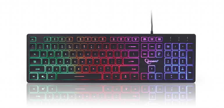 Gembird Multimedia toetsenbord - Rainbow - met BackLight (ON/ OFF/ BREATH), 1,45 m cable