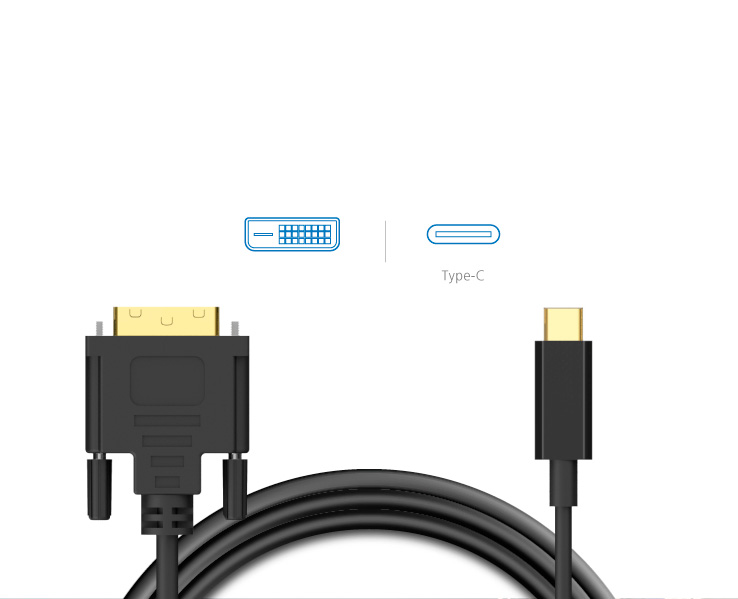 Akasa Type C to DVI-D adapter cable, 1.8 meters, *USBCM, *DVIM