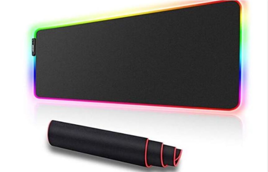 Epsilon muismat 800x300 mm, 7 kleuren RGB micro USB 5V (breathing fast / slow running - 1 button) , 3mm dik, glanzend stoffen bekleding op rubber, aan de rand gestikt, per 100 stuks - bedrukt met logo naar keuze