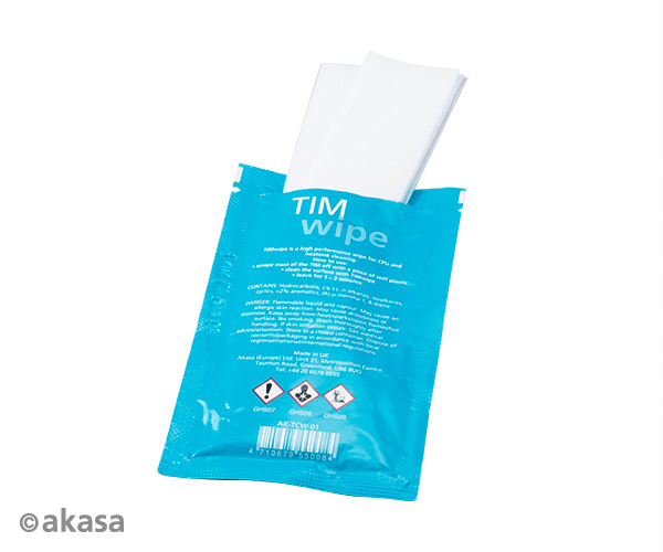 Akasa TIM Wipes, 10 wipes, thermal paste cleaning wipes - citrus based cleaning fluid