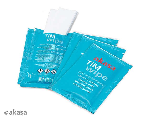 Akasa TIM Wipe Kit, 5 wipes + 5 gram AK-455-5G thermal paste - for cleaning and re-applying thermal paste