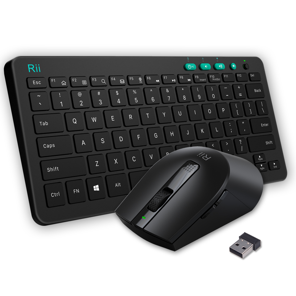 Rii RKM709 wireless compact keyboard (78 + 4 keys) en wireless mouse Combo 2.4GHz