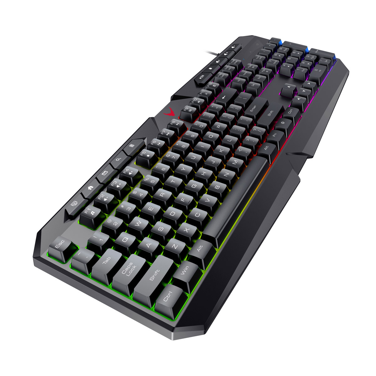 VARR 4-in-1 RGB Gaming Set, USB keyboard met 19 anti-ghosting keys, USB 1000-6400 dpi mouse, 25 x 21 cm mousepad en 3,5 mm + USB headset - RGB RAINBOW