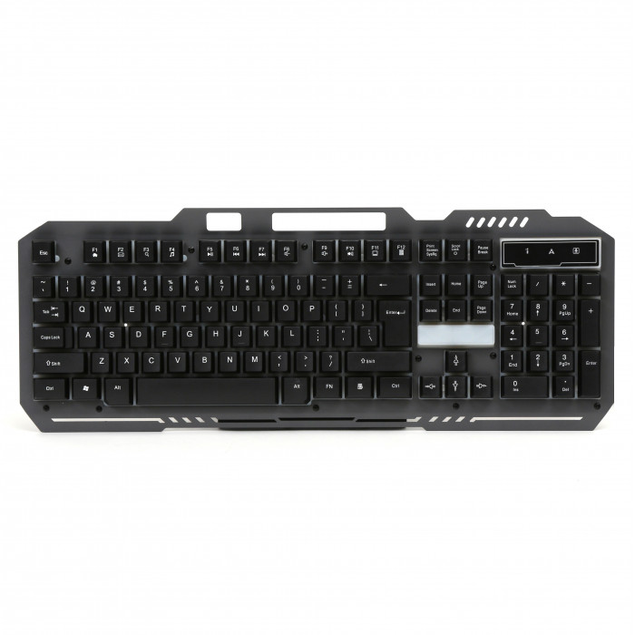 VARR VGK100 multimedia gaming keyboard, metal, LED< black, 1,5m USB, 3 mm key strole, 0,8 kgf / 50gf force, inc phone stand