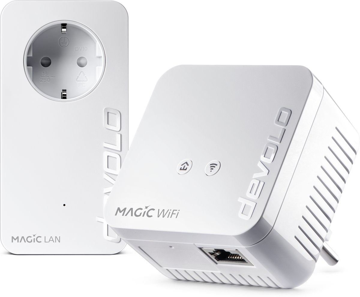 Devolo Magic 1 wifi mini starter kit devolo magic 1 wifi mini - starter kit - bridge - homegrid - 802.11b/g/n - 2,4 ghz - aansluitbaar aan muur
