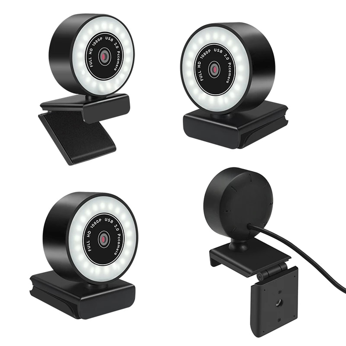 Platinet webcam, 2K, LED-ring, autofoucs, digitale microfoon