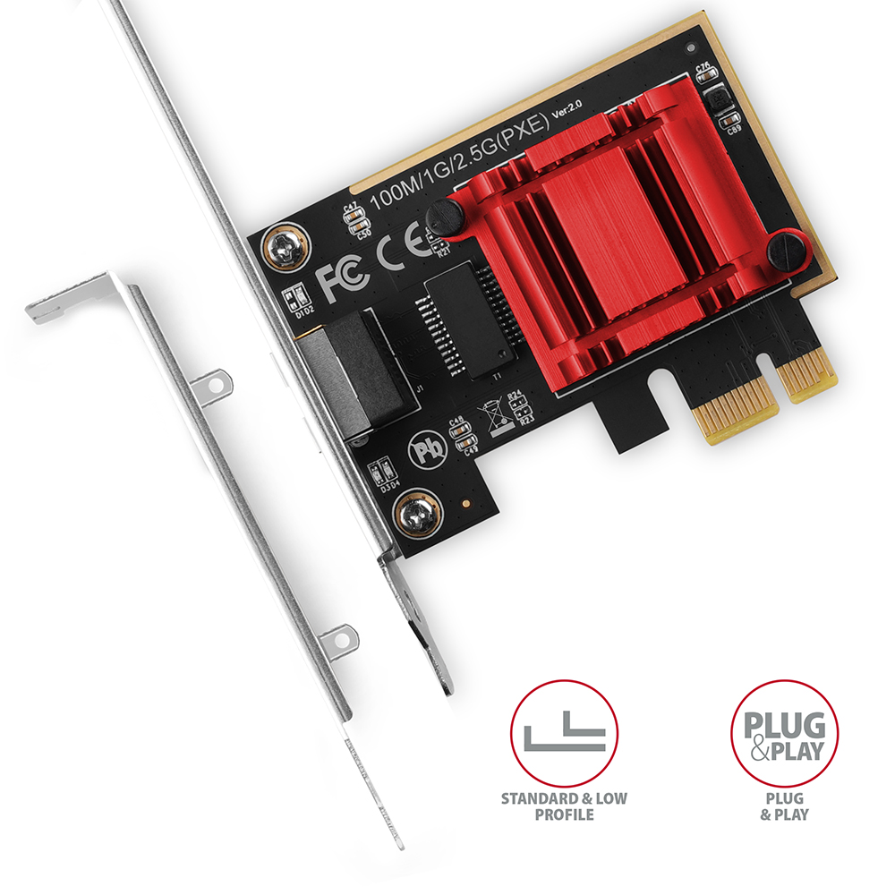 AXAGON PCEE-G25 PCIe Adapter 2.5 Gigabit Ethernet Realtek 8125, PXE, w. SP & LP *PCIEM *RJ45F