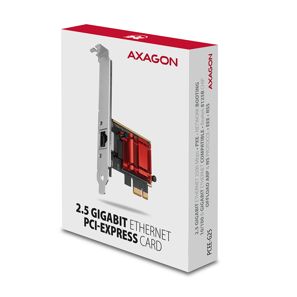AXAGON PCEE-G25 PCIe Adapter 2.5 Gigabit Ethernet Realtek 8125, PXE, w. SP & LP