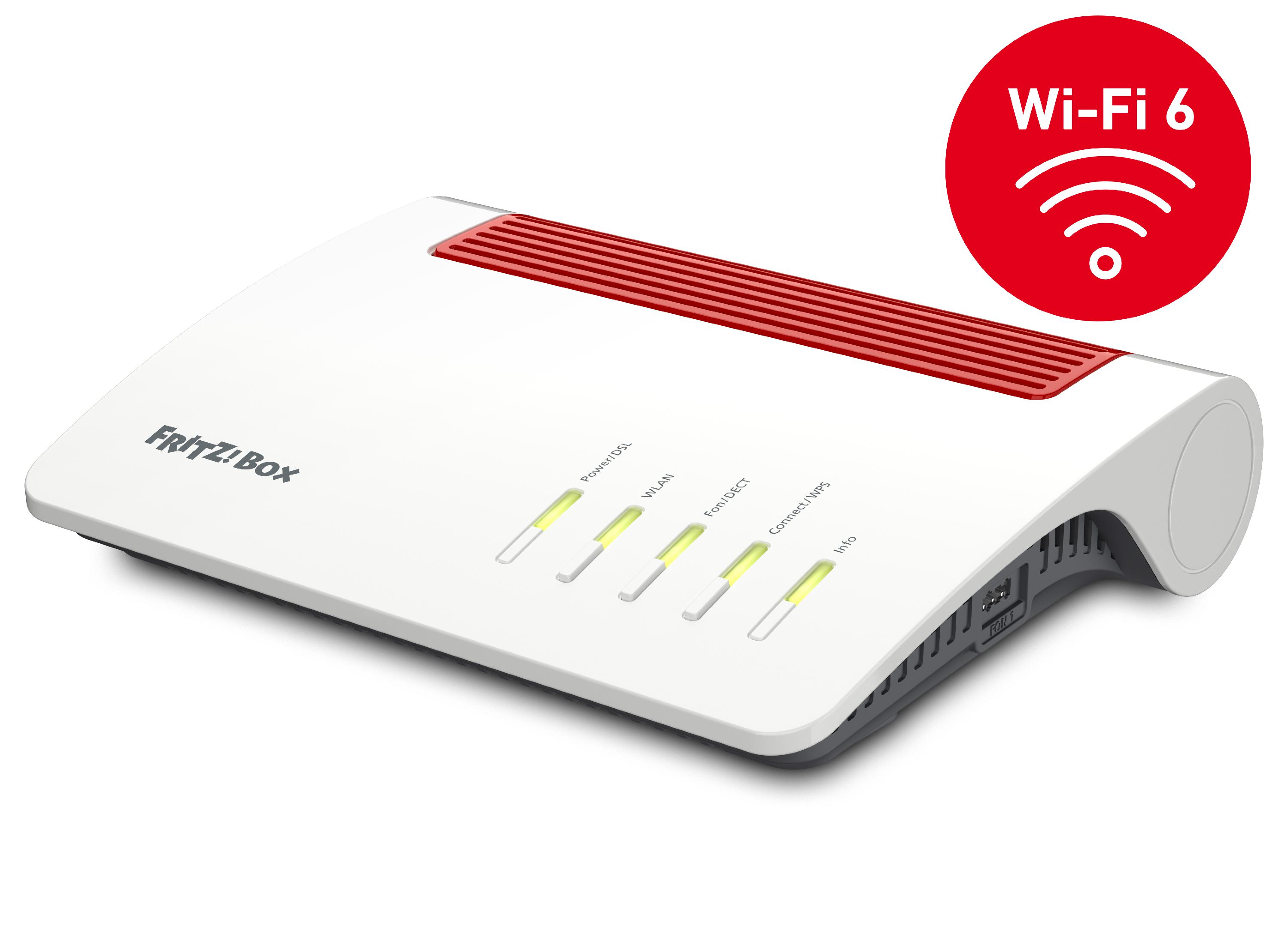 AVM FRITZ!BOX 7590 AX, wi-fi 6 modem-router voor alle ADSL / VDSL, Dualband Wi-Fi 6 (Wi-Fi AX) max 3600 Mbit/s, Mesh Master, DECT basis