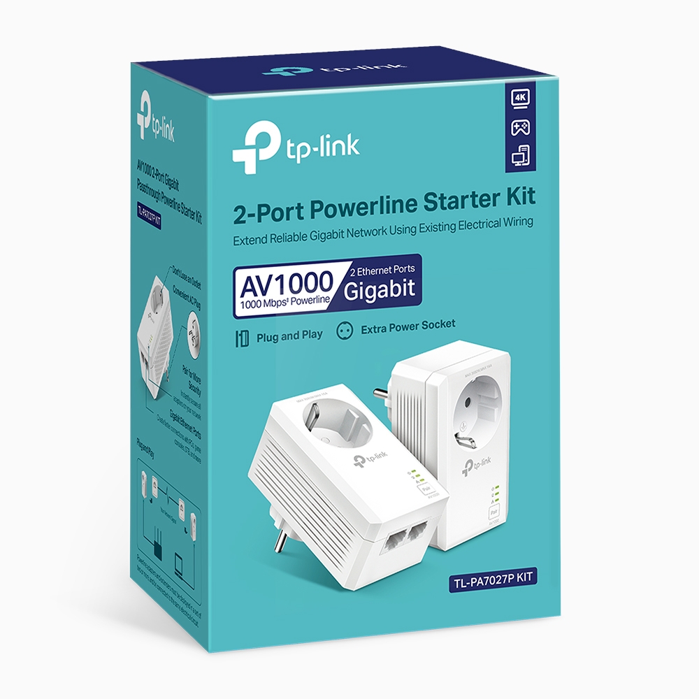 TP-Link AV1000 2-Port Gigabit Passthrough Powerline Starter Kit