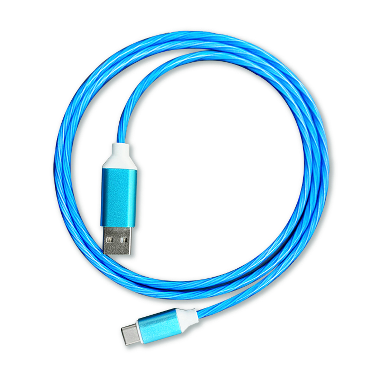 Platinet USB USB A - USB Type-C charging cable with LED color light effect BLUE - 2A, 1m, *USBAM, *USBCM