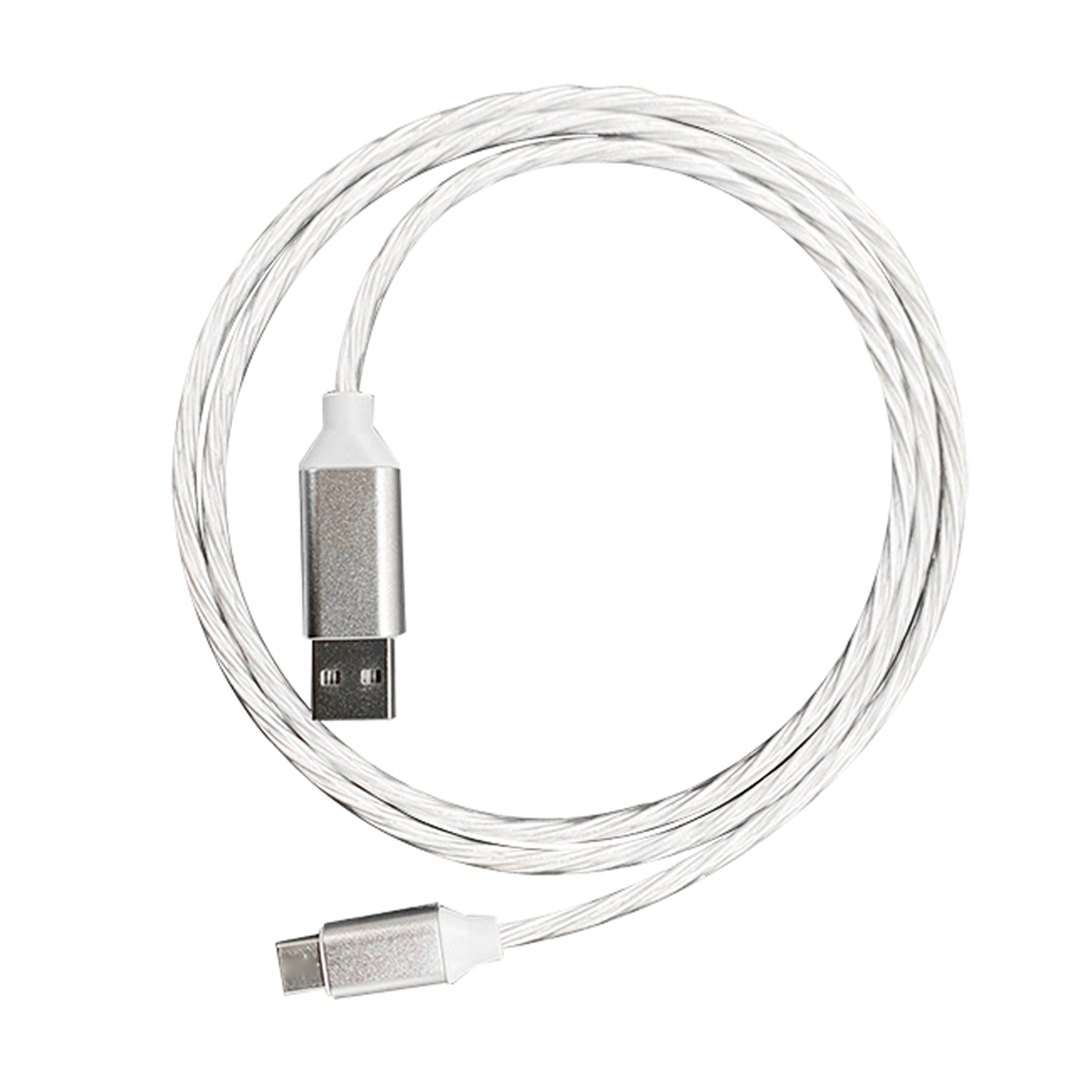 Platinet USB USB A - USB Type-C charging cable with LED color light effect WHITE - 2A, 1m, *USBAM, *USBCM