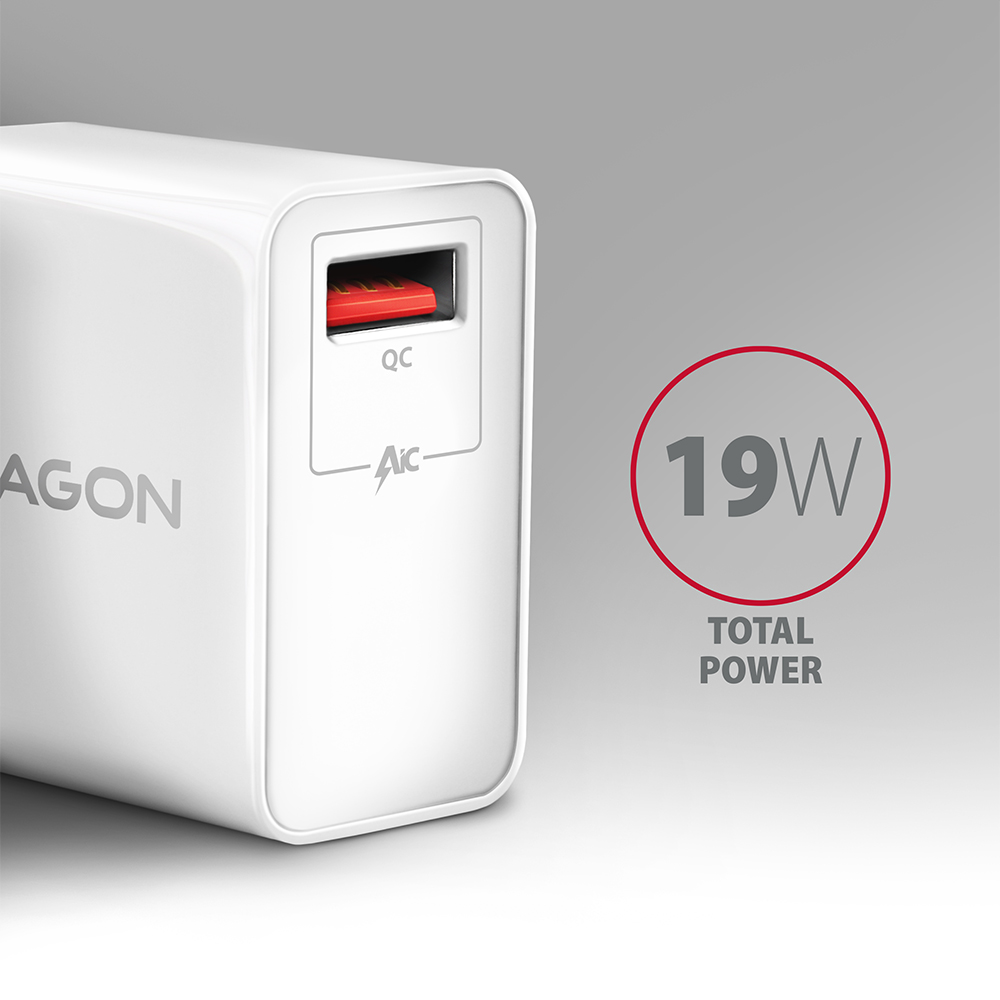 AXAGON ACU-QC19W wall charger 1x QC3.0/AFC/FCP/SMART, 19W, white