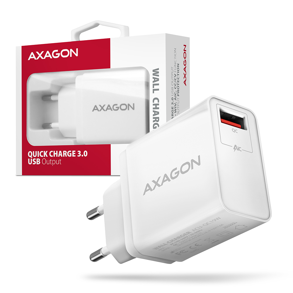 AXAGON ACU-QC19W wall charger 1x QC3.0/AFC/FCP/SMART, 19W, white