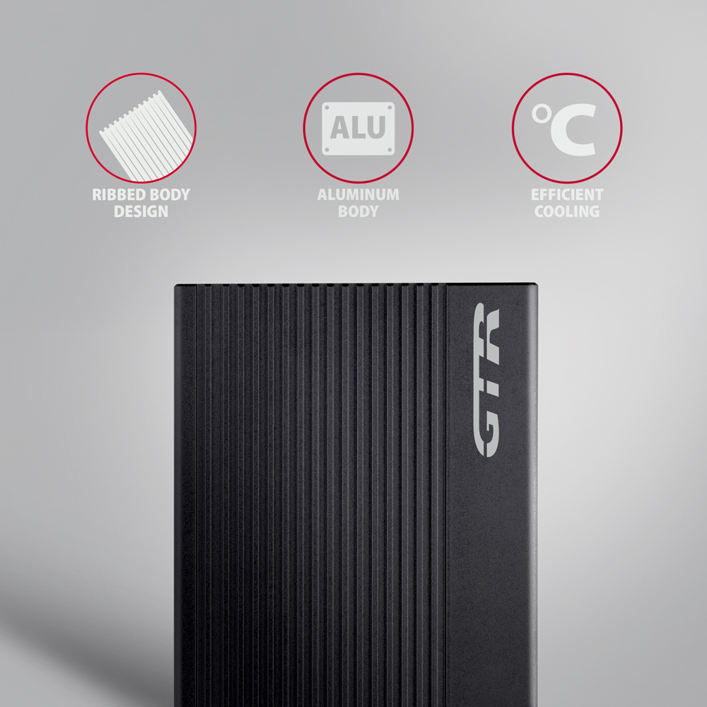 AXAGON EE25-GTR USB-C 10Gbps - SATA 6G, 2.5 RIBBED box BLACK