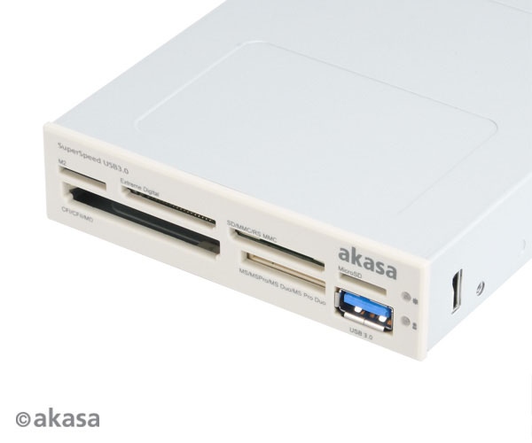 Akasa Internal USB3.0 Multi Card Reader, Mainboard Connector, inc White Front and USB3 port
