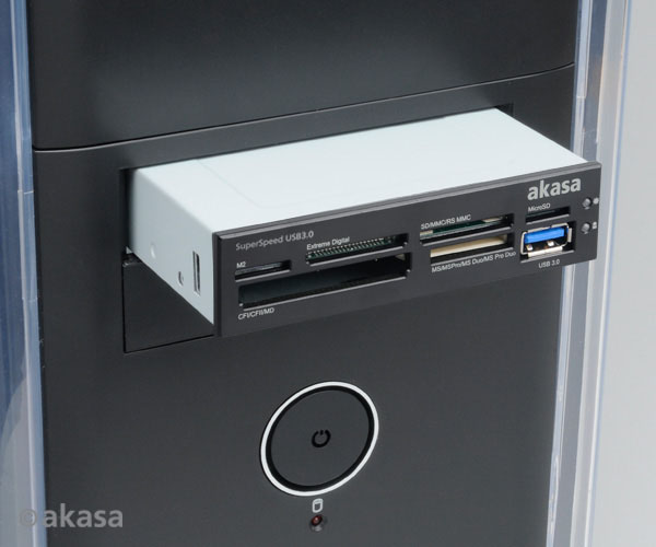 Akasa Internal USB3.0 Multi Card Reader, Mainboard Connector, inc White Front and USB3 port