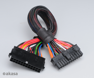 Akasa 24 Pin(M) to 20+4 Pin(F) extension cable 30cm (end to end), *MBM, *MBF