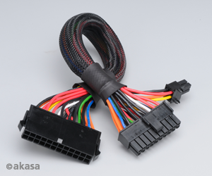 Akasa 24 Pin(M) to 20+4 Pin(F) extension cable 30cm (end to end), *MBM, *MBF