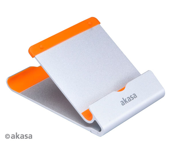 Akasa Scorpio aluminium and orange tablet stand with two viewing angles