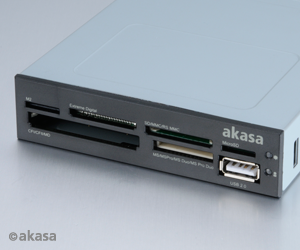 Akasa 3.5 internal 6-slot multi card reader incl. direct m2 and micro sd support and pass through usb, black+white