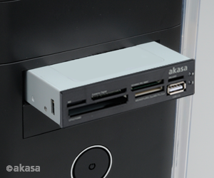 Akasa 3.5 internal 6-slot multi card reader incl. direct m2 and micro sd support and pass through usb, black+white