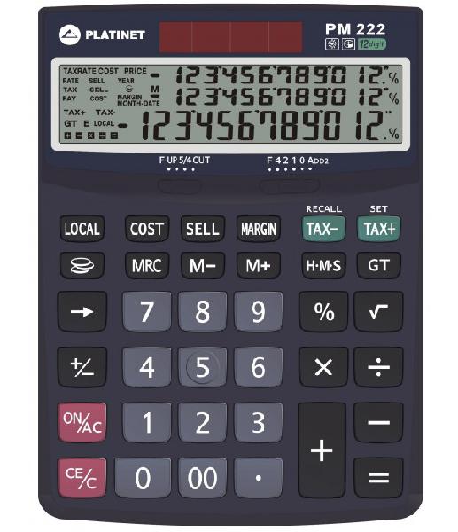 PLATINET CALCULATOR PM222TE 12D TAX MAR COST SELL MARGIN Desktop calculator 3 line display Tax & Business new