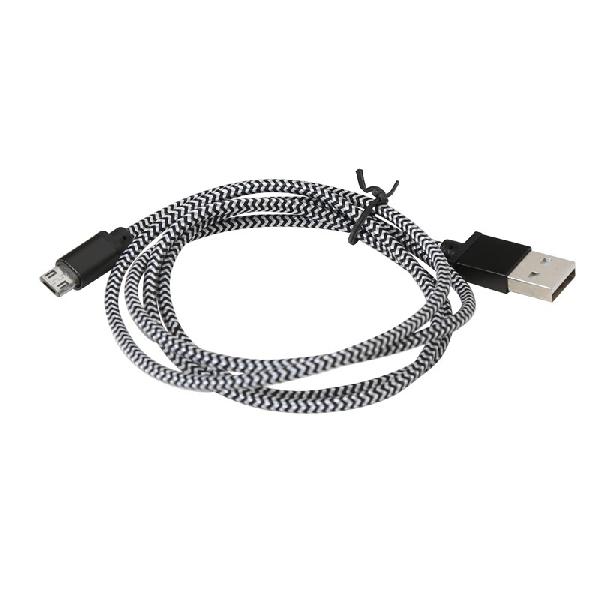 Platinet USB to micro USB braided, 1m, zwart