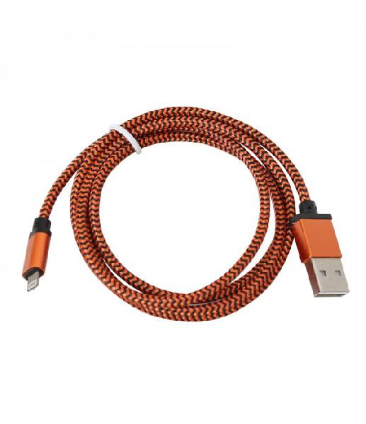 PLATINET USB LIGHTNING FABRIC BRAIDED CABLE 1M ORANGE