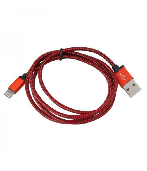 PLATINET USB LIGHTNING FABRIC BRAIDED CABLE 1M RED