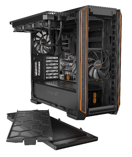 be quiet! Silent Base 601 Orange, 532 x 230 x 513, IO-panel 2x USB 3.0, 1x USB 2.0, HD Audio, 3 (7) x 3,5, 6 (14) x 2,5, inc 2x 140 mm Pure Wings 2, dual air channel cooling, 3-in-1 airintake sidepanel ***