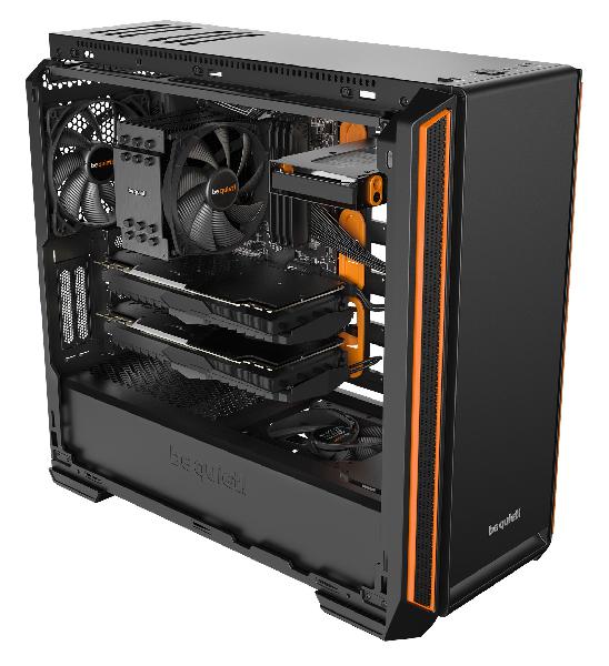be quiet! Silent Base 601 Orange, 532 x 230 x 513, IO-panel 2x USB 3.0, 1x USB 2.0, HD Audio, 3 (7) x 3,5, 6 (14) x 2,5, inc 2x 140 mm Pure Wings 2, dual air channel cooling, 3-in-1 airintake sidepanel ***