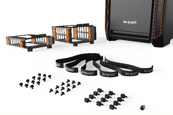 be quiet! Silent Base 601 Orange, 532 x 230 x 513, IO-panel 2x USB 3.0, 1x USB 2.0, HD Audio, 3 (7) x 3,5, 6 (14) x 2,5, inc 2x 140 mm Pure Wings 2, dual air channel cooling, 3-in-1 airintake sidepanel ***