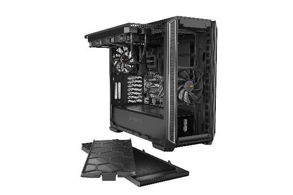 be quiet! Silent Base 601 Window Silver, 532 x 240 x 514, IO-panel 2x USB 3.0, 1x USB 2.0, HD Audio, 3 (7) x 3,5, 6 (14) x 2,5, inc 2x 140 mm Pure Wings 2, dual air channel cooling, Tinted and Tempered Glass side panel