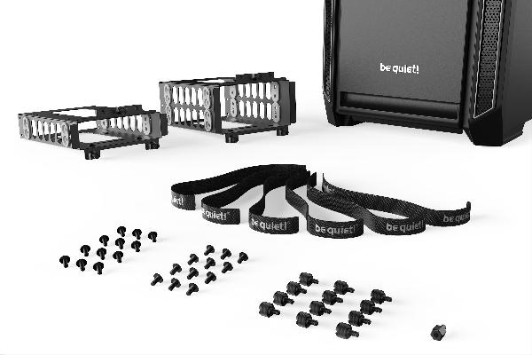 be quiet! Silent Base 601 Window Silver, 532 x 240 x 514, IO-panel 2x USB 3.0, 1x USB 2.0, HD Audio, 3 (7) x 3,5, 6 (14) x 2,5, inc 2x 140 mm Pure Wings 2, dual air channel cooling, Tinted and Tempered Glass side panel