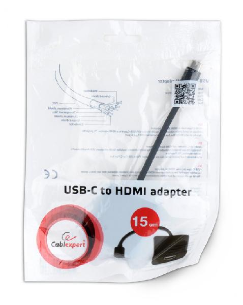 Gembird USB-C naar HDMI adapter, zwart, *HDMIF, *USBCM