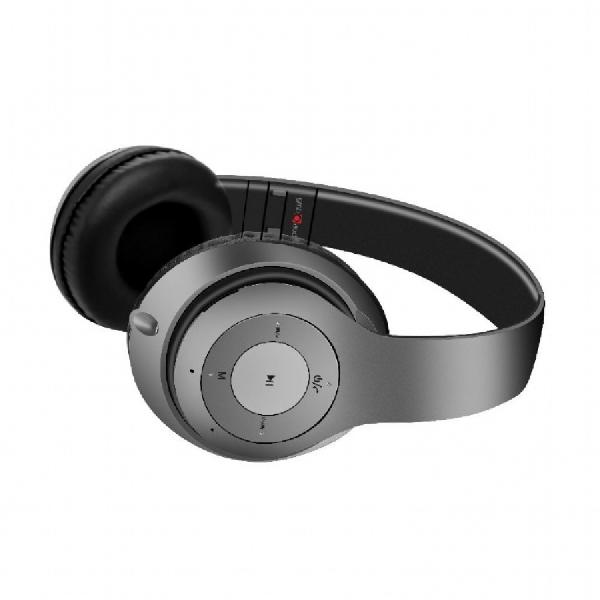 Gembird Stereo Bluetooth headset -Milano- Grey, geintegreerde microfoon, 500 uur standby, 6 uur gebruik, kan ook bedraad gebruikt worden