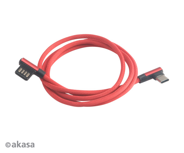 Akasa Right angle USB 2.0 Cable , Dual Reversible Charge & Sync USB A - USB C , 1m , *USBAM , *USBCM