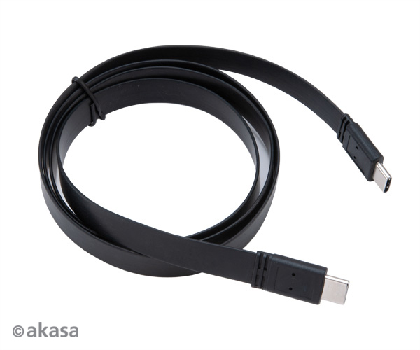 Akasa PROSLIM USB 3.1 Gen2 Cable, (SuperSlim,10Gbps,4K,Fast Charge 3A/5V) , USB C - USB C , 1m , *USBCM