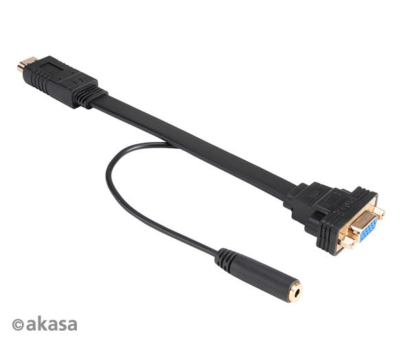 Akasa HDMI to VGA (Female) with Audio Cable, 20cm, *HDMIM, *VGAF, *3,5MMF