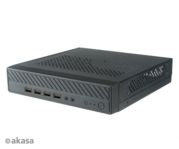 Akasa Cypher MX, Sub 2L Thin Mini ITX Chassis with 4 USB 2.0 ports, VESA mountable.