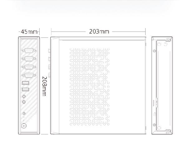 Akasa Cypher SPX, Sub 2L Thin Mini ITX Chassis with 4 COM port openings & 2 x USB 2.0 ports, VESA mountable