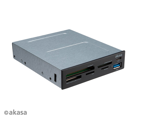 Akasa 3.5 USB3.0 5-slot multicard reader with SDHC/SDXC UHS-II Compatibility and USB 3.1 Gen2 Type-C port