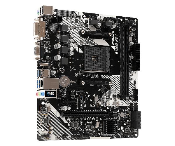 Asrock B450M-HDV R4.0, M-ATX, AM4, 2xDDR4 3200, 4x SATA3, 1xM.2, 6 x USB3.1 gen1, Realtek Gigbit LAN