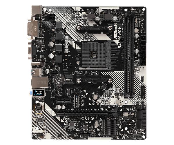 Asrock B450M-HDV R4.0, M-ATX, AM4, 2xDDR4 3200, 4x SATA3, 1xM.2, 6 x USB3.1 gen1, Realtek Gigbit LAN