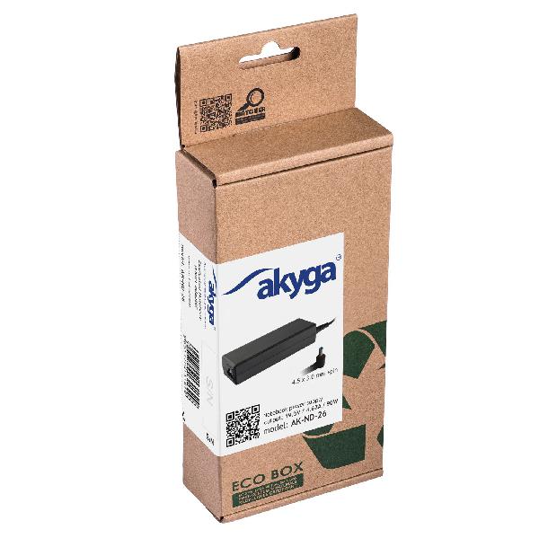 Akyga AK-ND-26 notebok adapter HP: 19.5V / 3.33A 65W 4.5 x 3.0 mm + pin HP 1.2m