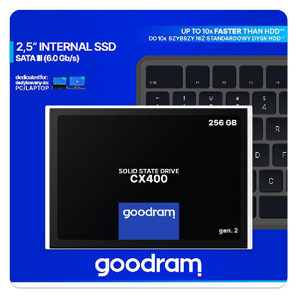 GOODRAM CX400 gen.2, SSD 2.5, 256 GB SATA III, 3D TLC, Retail, 550/480 MB/s