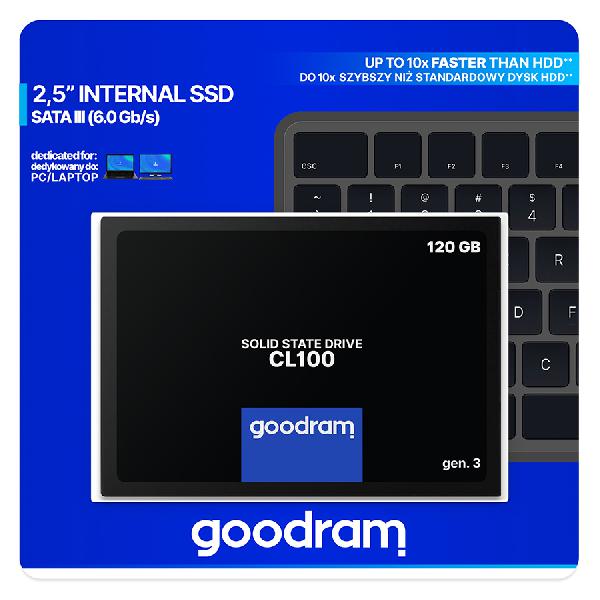 GOODRAM CL100 gen.3, SSD 2.5, 120GB SATA III, 3D TLC, Retail, 500/360 MB/s