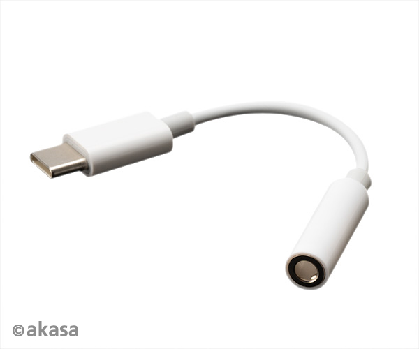 Akasa USB Type-C to 3.5 mm headphone jack adapter, 10cm, white, *USBCM, *3,5MMF