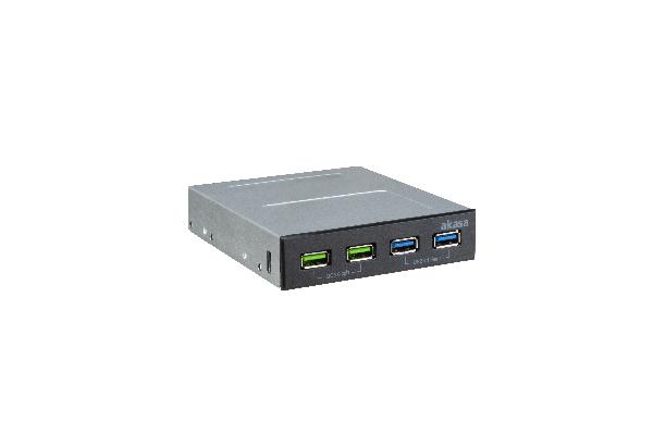 Akasa 3.5 4 Port USB Charger Panel with 2 Quick Charge 3.0 and 2 USB 3.1 Gen 1 Ports